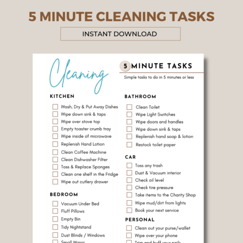 5 Minute Cleaning Tasks Checklist - Image 3