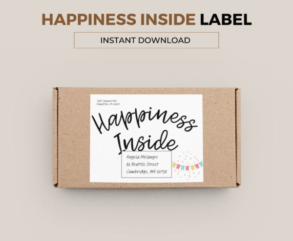 Happiness Inside Parcel Label